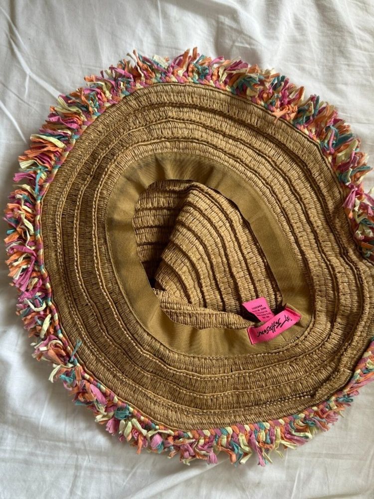 Betsey Johnson Woven Hat With Colorful Fringe image 2
