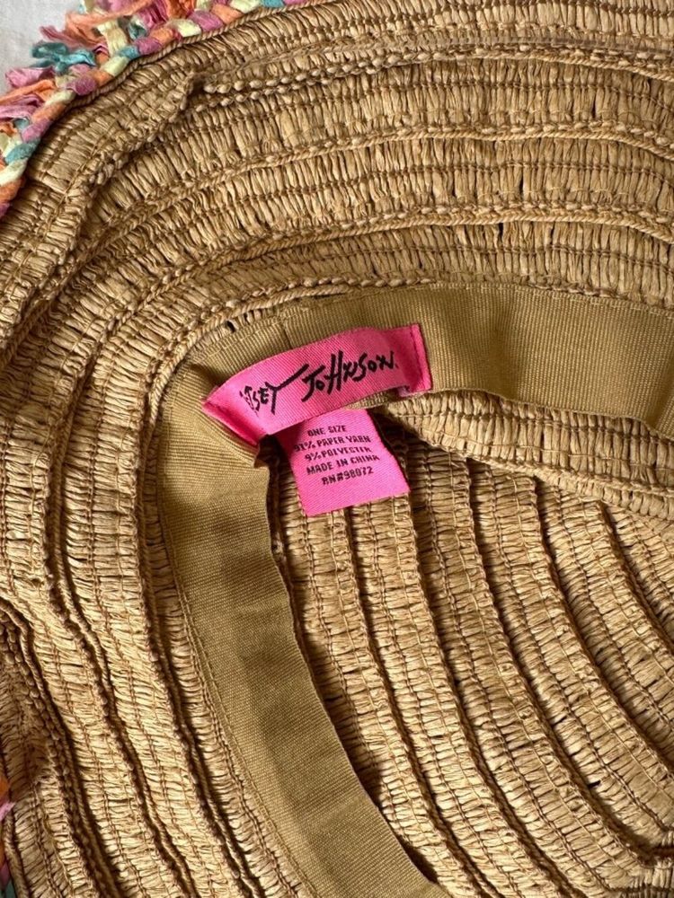 Betsey Johnson Woven Hat With Colorful Fringe image 1