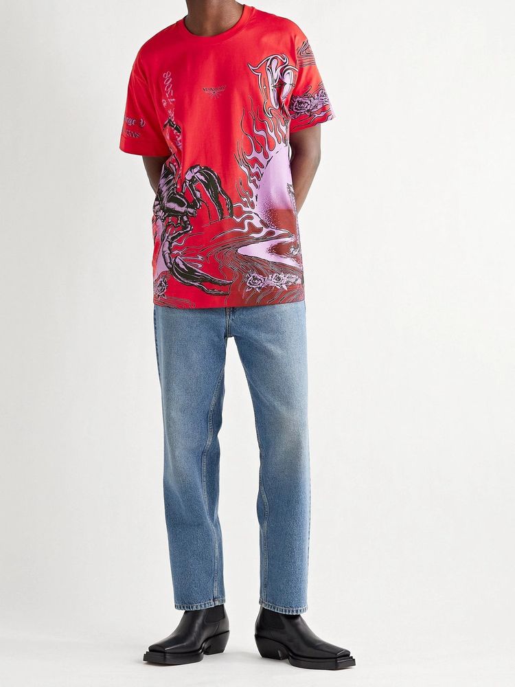 Givenchy Red Scorpion Gothic Tattoo Logo Oversized T-Shirt image 7