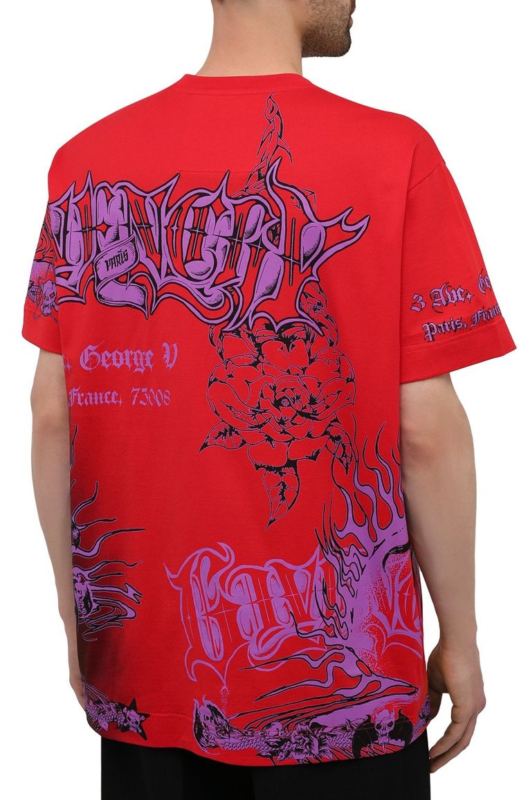Givenchy Red Scorpion Gothic Tattoo Logo Oversized T-Shirt image 9