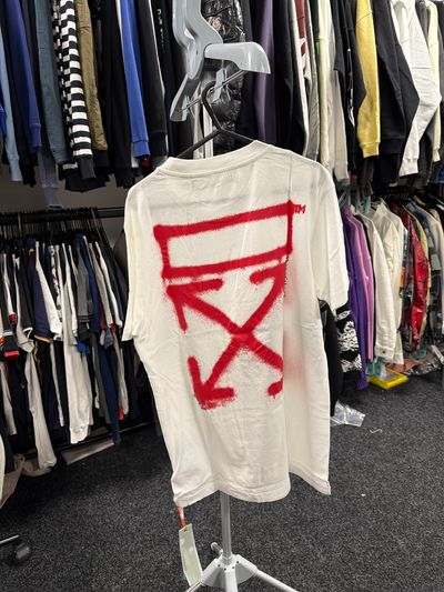 Off White Shirt With Red Graphic