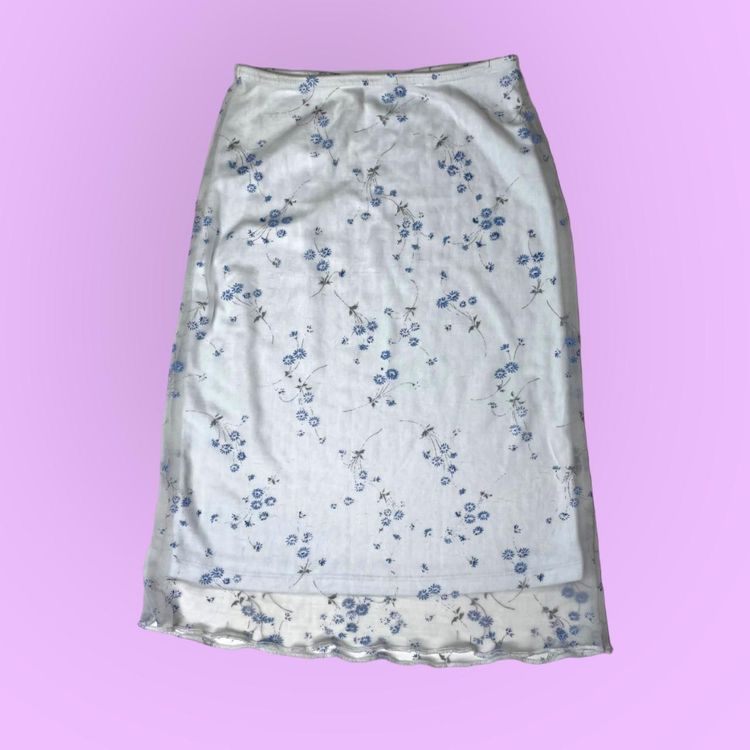 90s 00s Pimkie floral micro mesh midi skirt