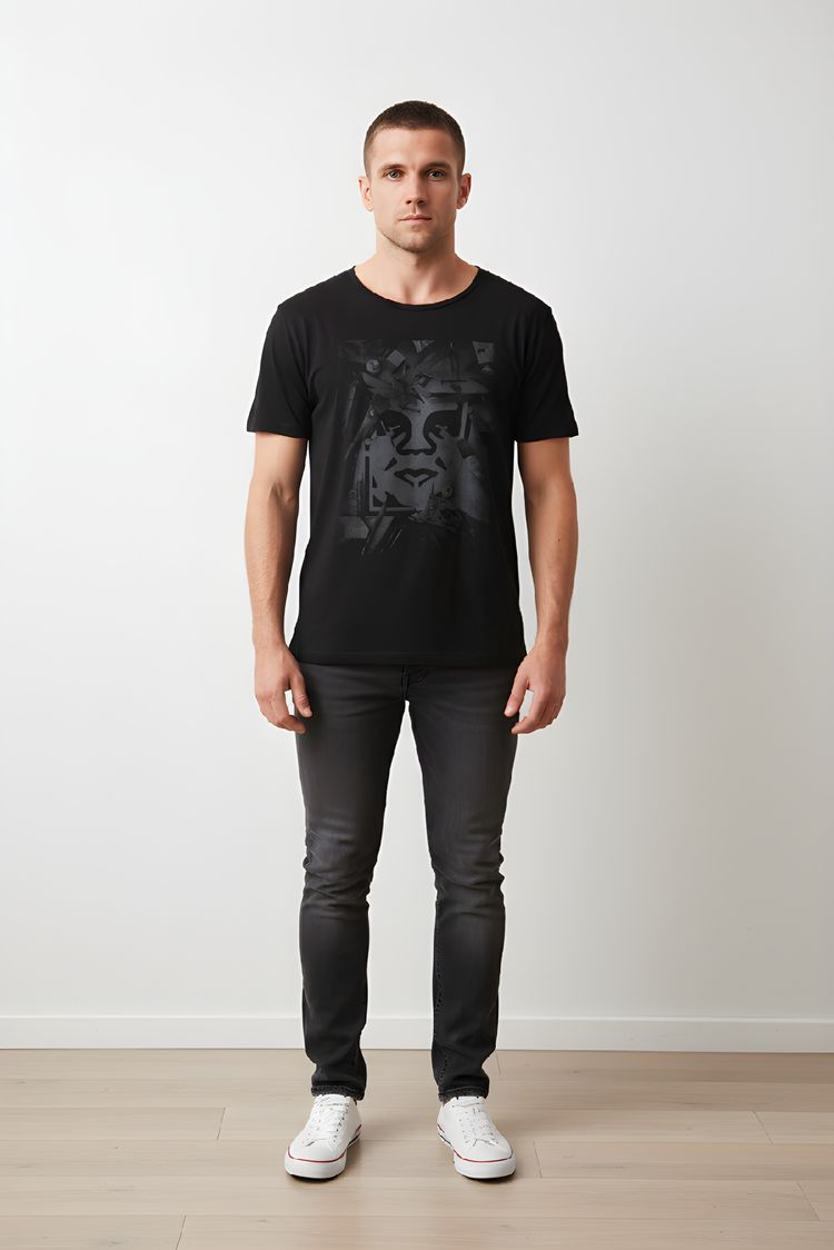 Obey Black Graphic T-Shirt size L