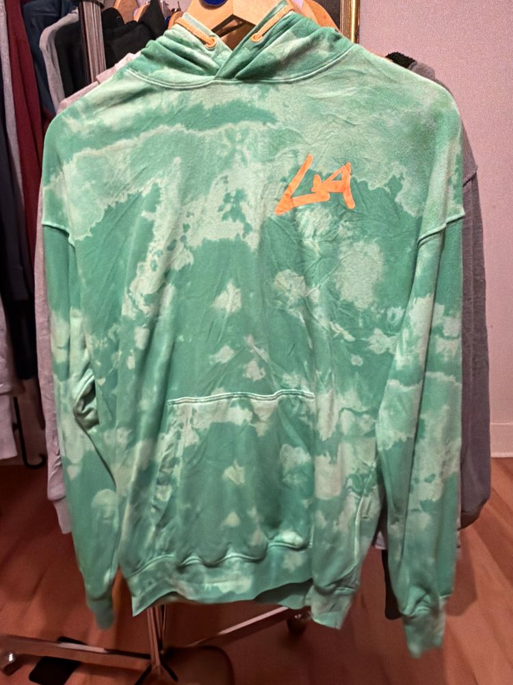 Green Tie-Dye Hoodie With La Logo