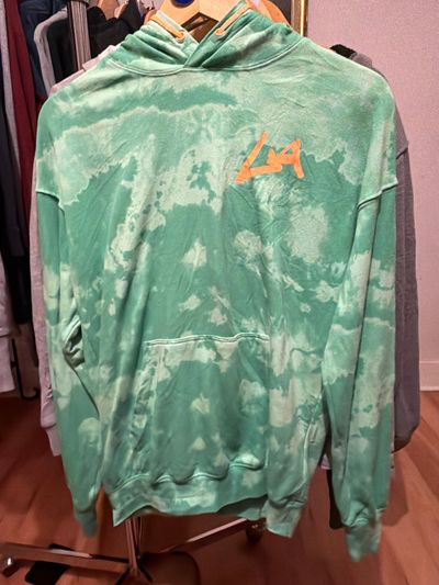 Green Tie-Dye Hoodie With La Logo