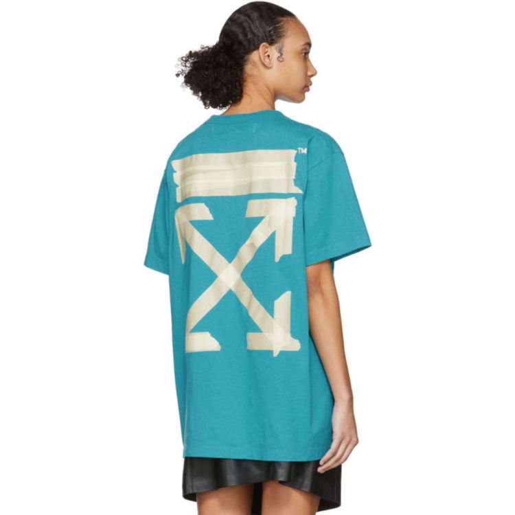 Off-White Blue Tape Arrows Logo Oversized T-Shirt 4