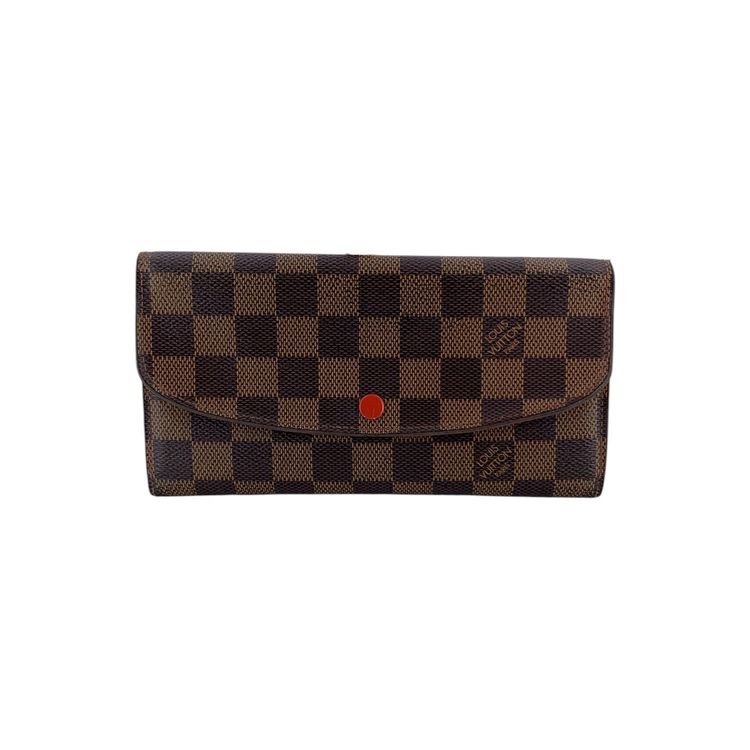 Louis Vuitton Brown Damier Ebene Canvas Emilie Long Wallet Red image 1