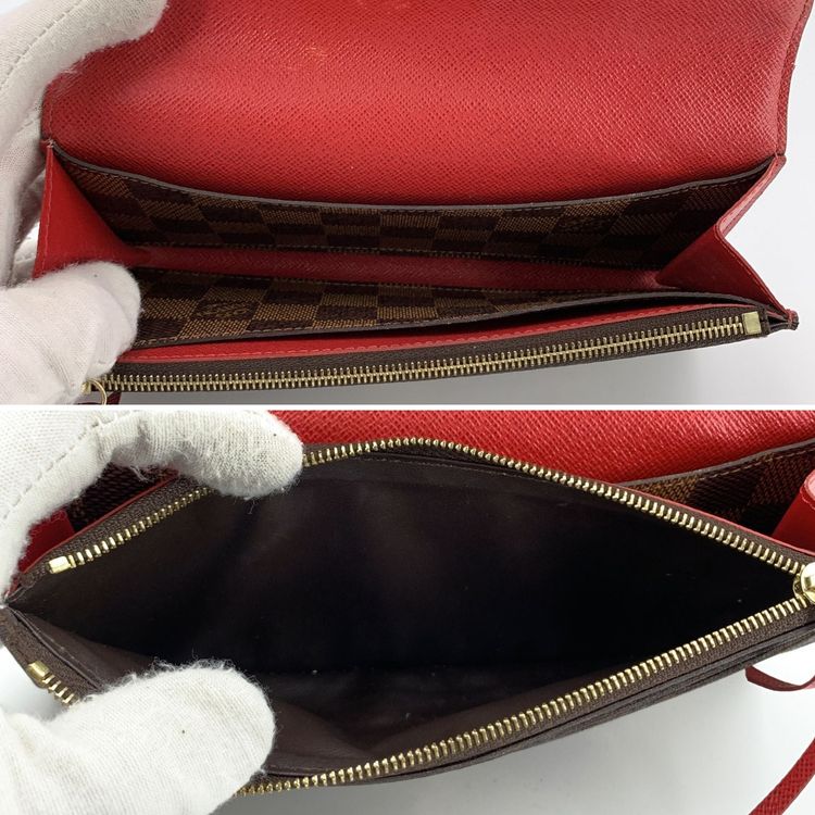 Louis Vuitton Brown Damier Ebene Canvas Emilie Long Wallet Red image 7