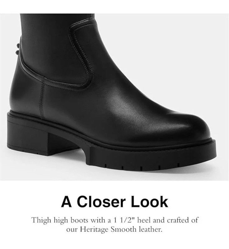 Coach Lisa Over-The-Knee in Black Leather Boots BNIB Uk 9 Thigh High image 3