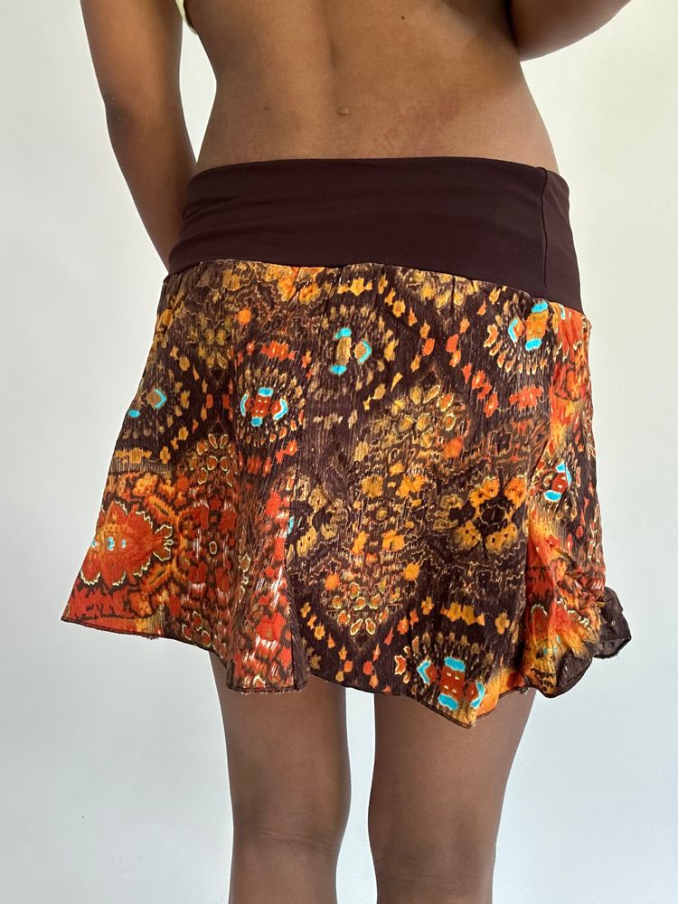 💻‼️ |brown and orange patterned mini skirt image 3