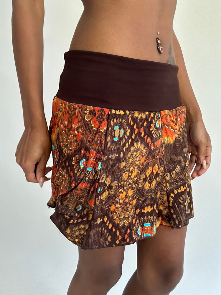 💻‼️ |brown and orange patterned mini skirt image 5