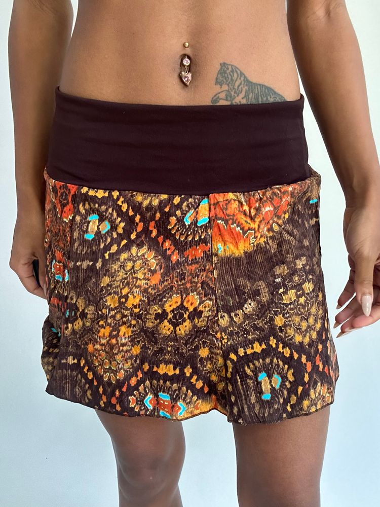 💻‼️ |brown and orange patterned mini skirt image 4