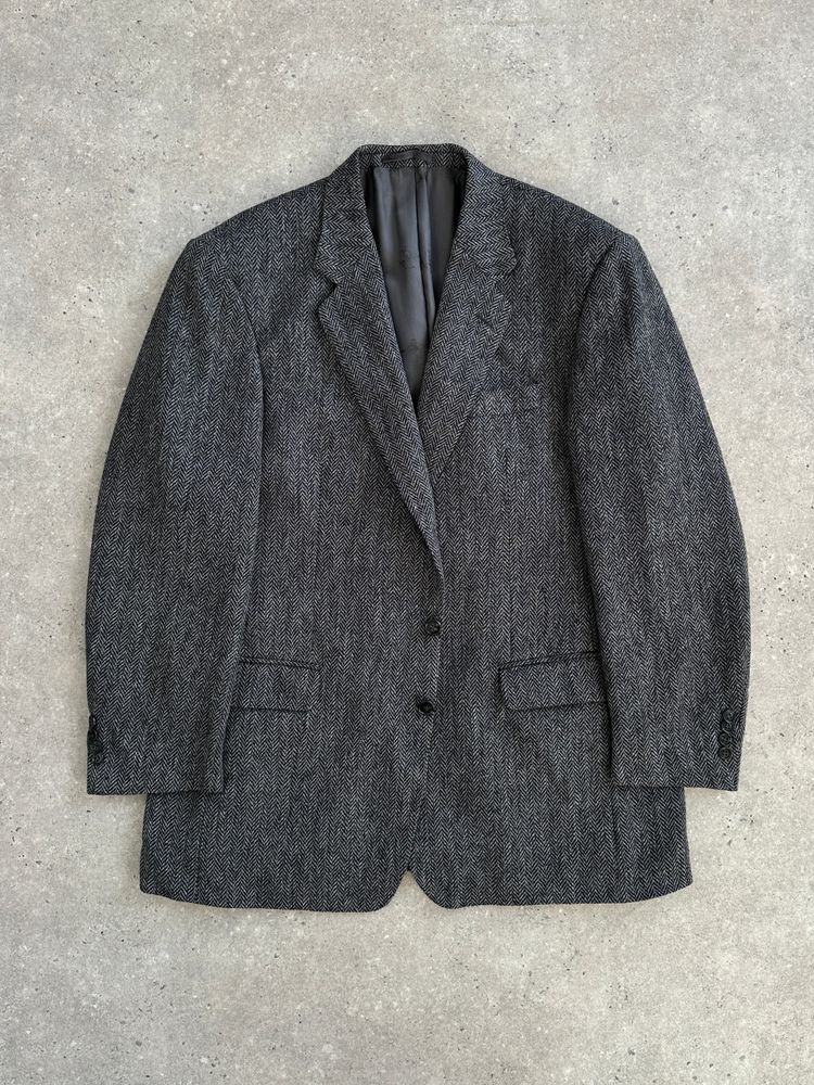 Burberry 1990s Pure Wool Herringbone Single Breasted Blazer - 46R/XXL image 12