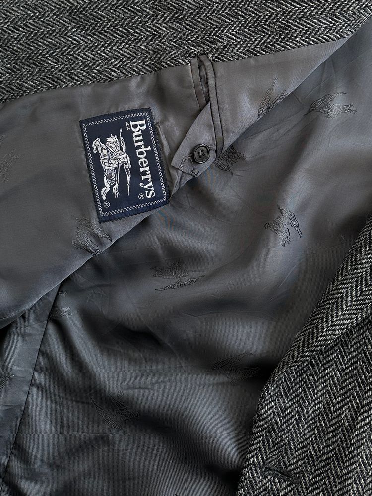 Burberry 1990s Pure Wool Herringbone Single Breasted Blazer - 46R/XXL image 10