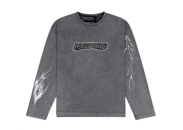FULLYPAID ACID WASH LONG SLEEVE TEE GREY