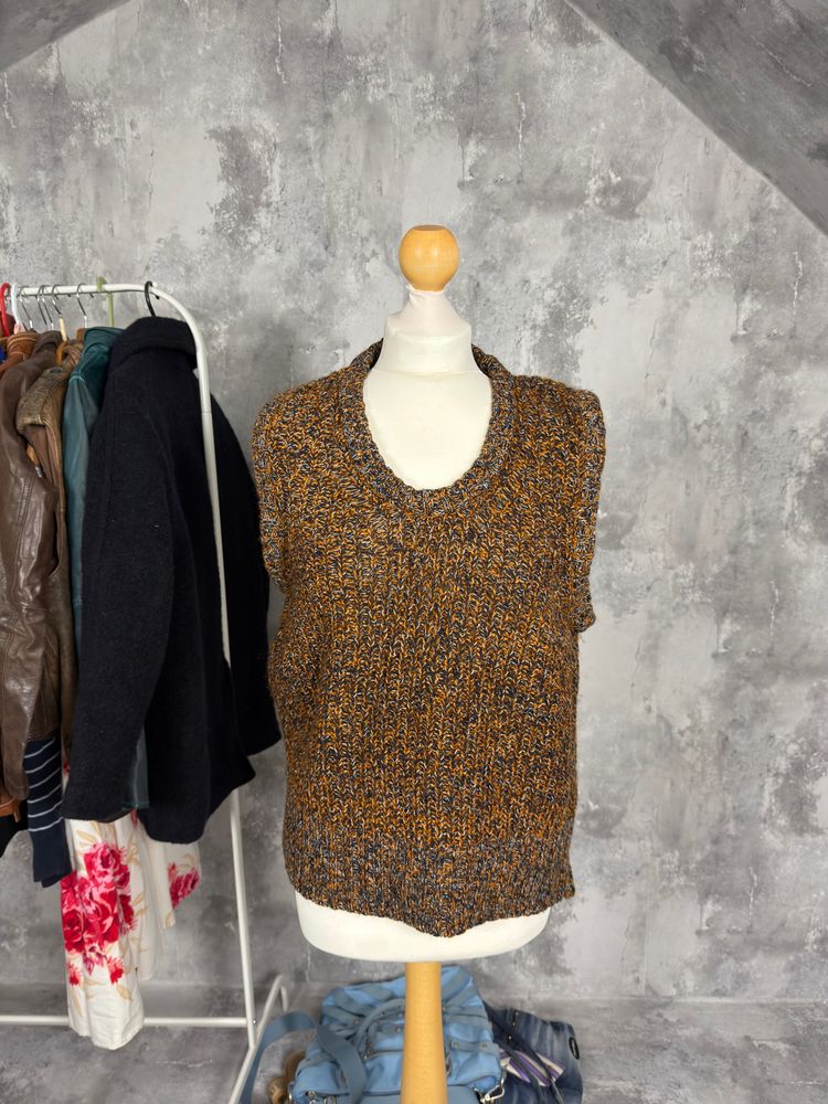 Arket Kamizelka Brown Knitted Sleeveless Sweater Vest