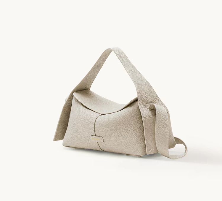 Beige Textured Leather Handbag Purely handmade