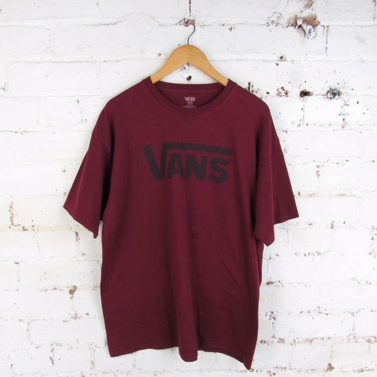 Vans VINTAGE VAN HEAVY DUTY THICK BURGUNDY RED CREWNECK SHORT SLEEVED T-SHIRT product image