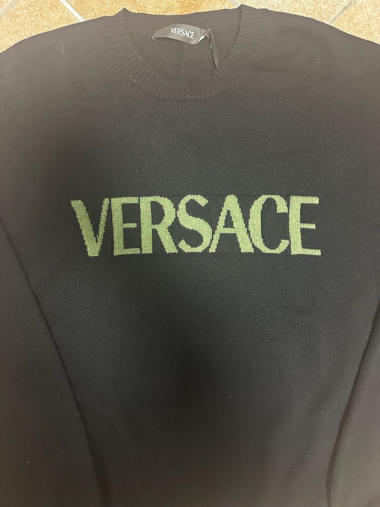 Versace Black Knit Sweater With Logo 3