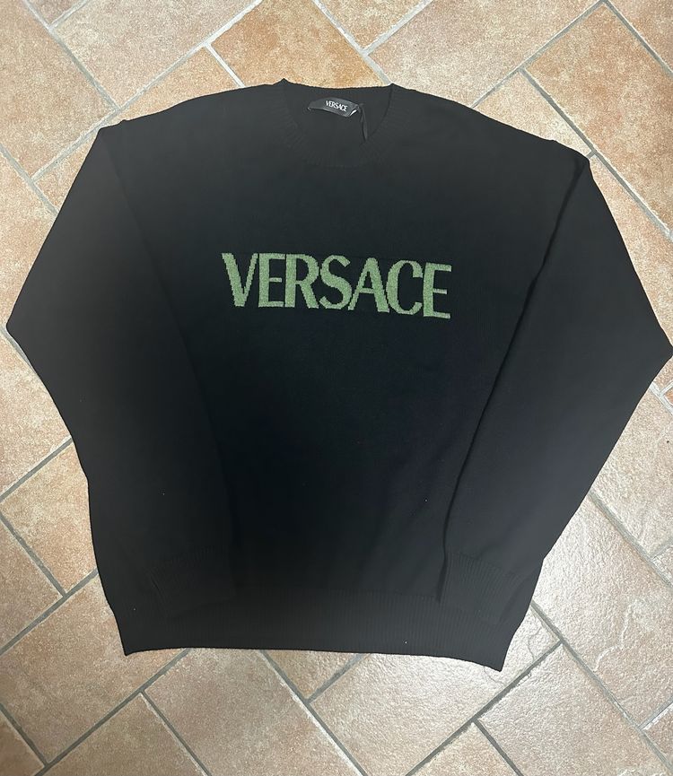 Versace Black Knit Sweater With Logo