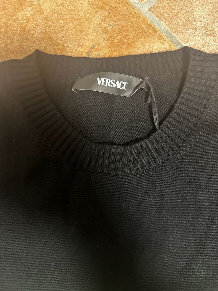 Versace Black Knit Sweater With Logo 4