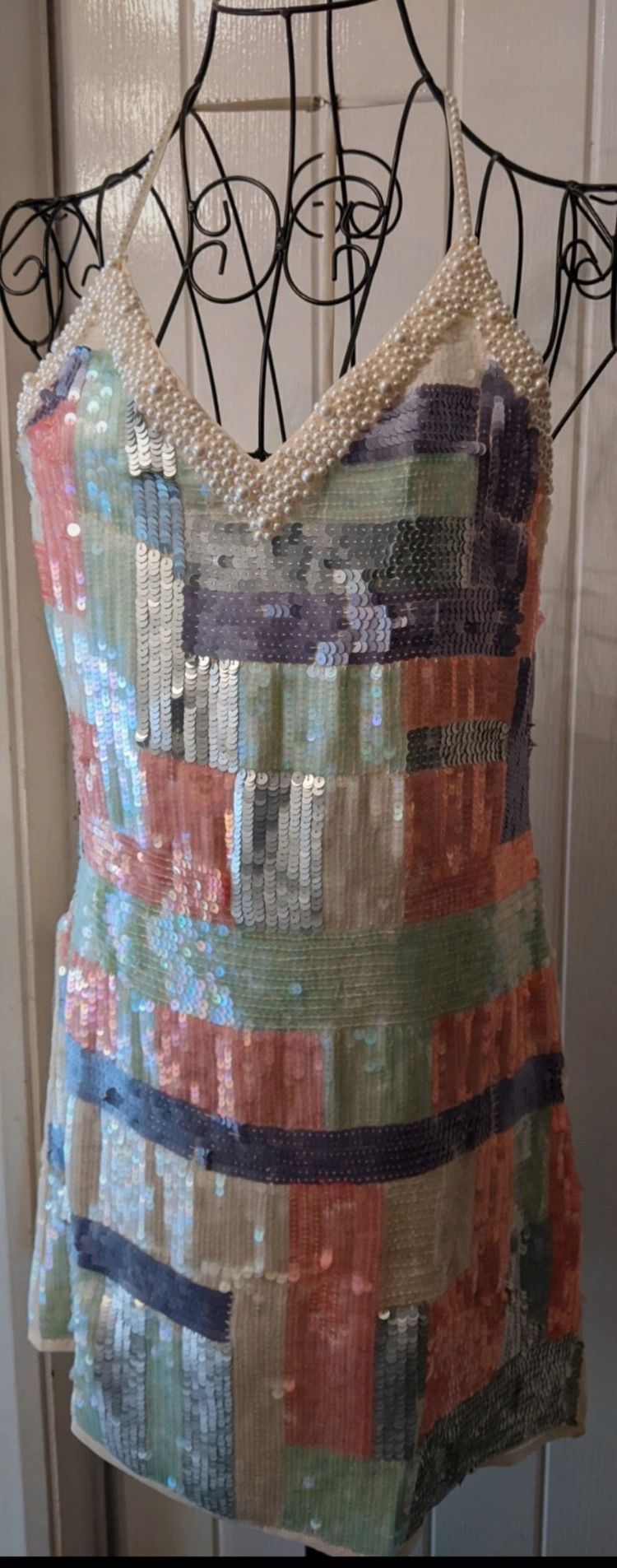 River Island River Island Sequin Embellished Mini Dress with Pearl Trim product image