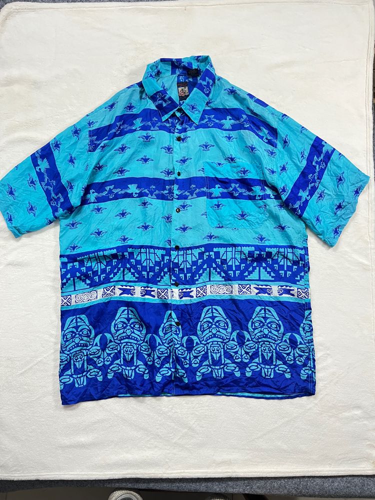 Blue Patterned Short Sleeve Shirt