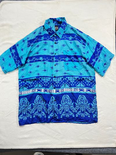 Blue Patterned Short Sleeve Shirt