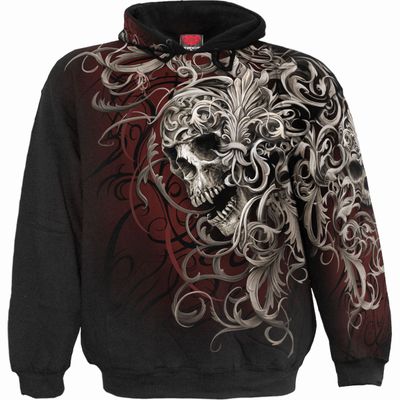 Spiral - SKULL SHOULDER WRAP - Allover Hoody Black