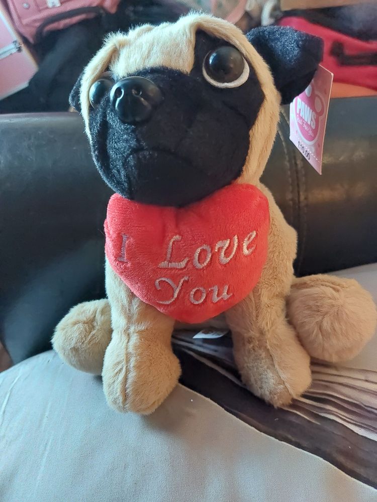 Immagine di BJ Toys Paws Pug Puppy I LOVE YOU Soft Plush Toy Cuddly Dog RRP £10 BNWTPaws Plush Dog Toy 1