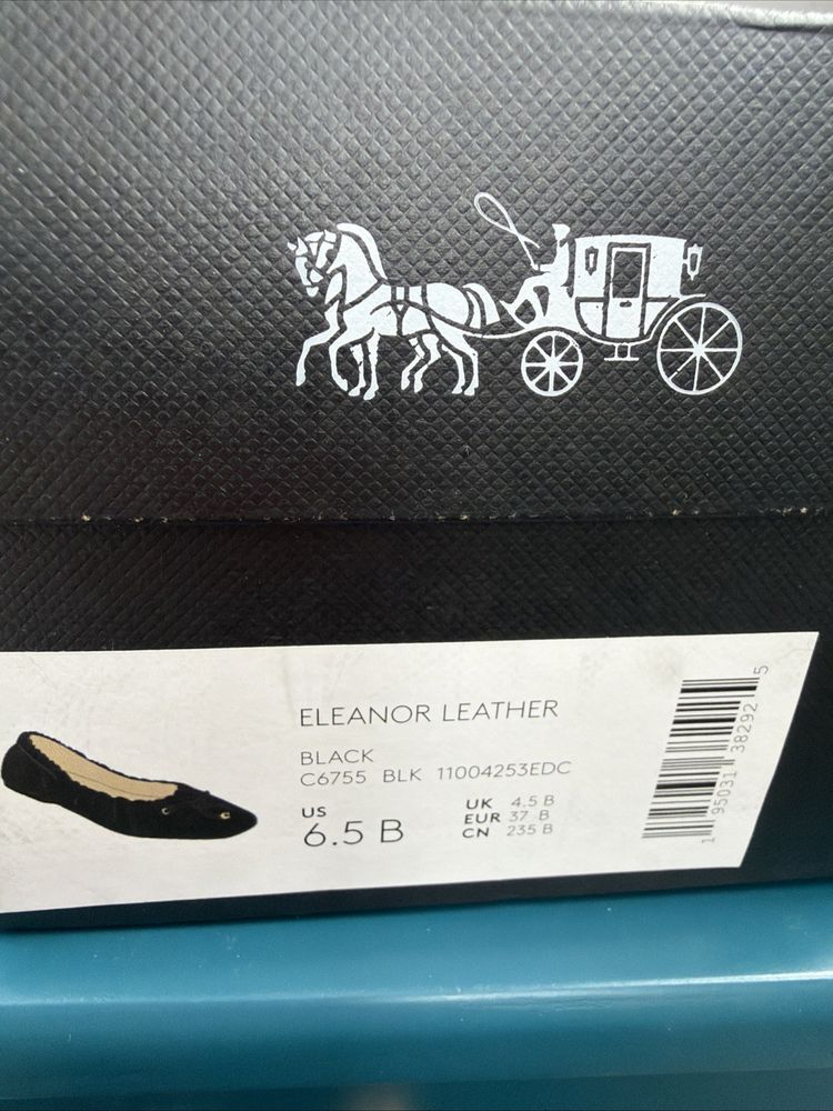 Coach Eleanor Leather Ballet Flat Shoes C6755 Black Uk 4.5 BNIB image 8
