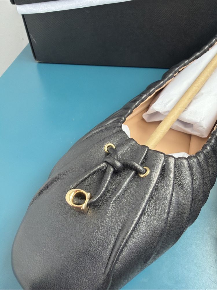 Coach Eleanor Leather Ballet Flat Shoes C6755 Black Uk 4.5 BNIB image 6