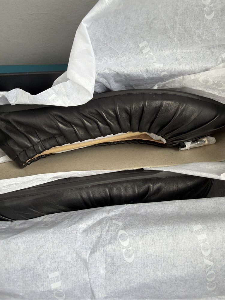 Coach Eleanor Leather Ballet Flat Shoes C6755 Black Uk 4.5 BNIB image 7