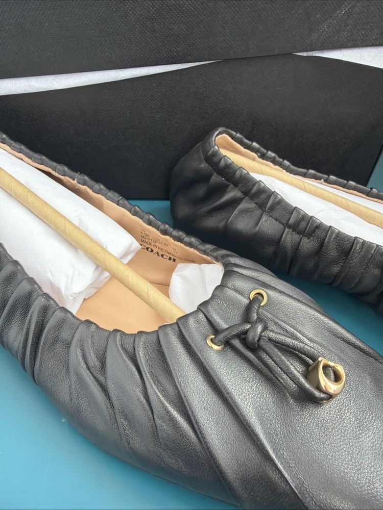 Coach Eleanor Leather Ballet Flat Shoes C6755 Black Uk 4.5 BNIB image 2