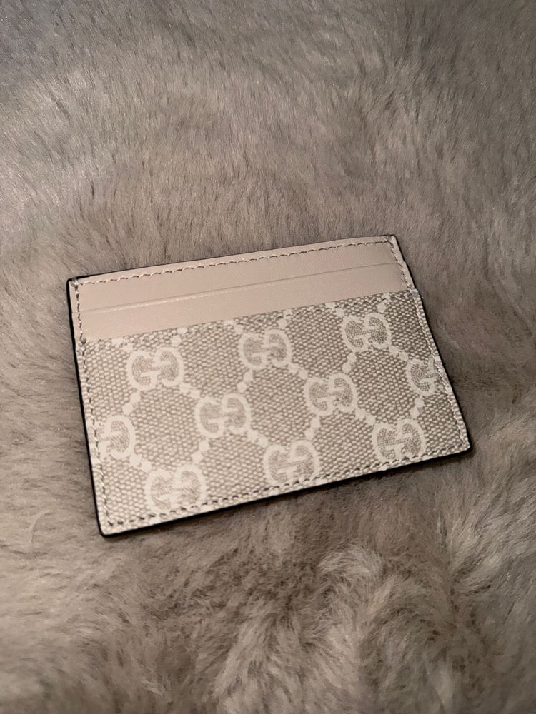 Gucci Card Holder White GG Coated Canvas Cream Trim BNWOT *NO BOX* 