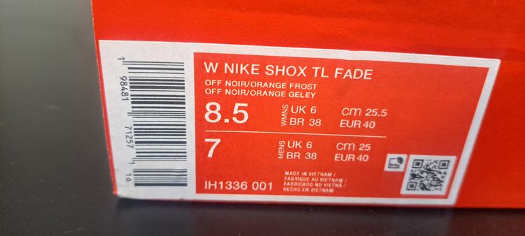 Nike Shox TL FADE UK 6 EUR 40 Off Noir Orange Frost Brand New Box No Lid image 6