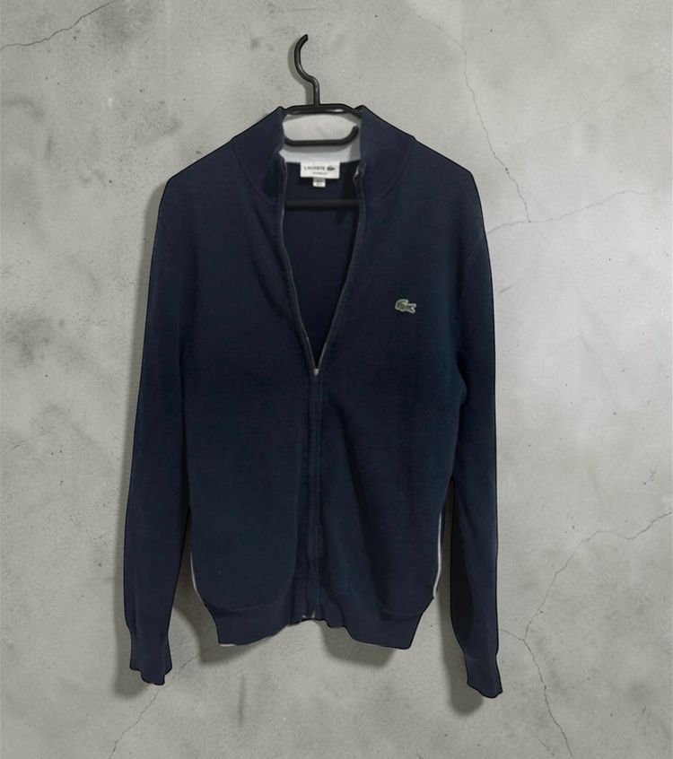 Lacoste Navy Zip-Up Sweater