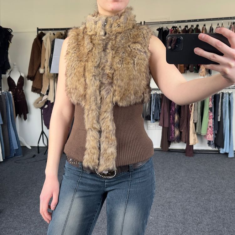 Stradivarius Sleeveless Faux Fur Gilet Vest