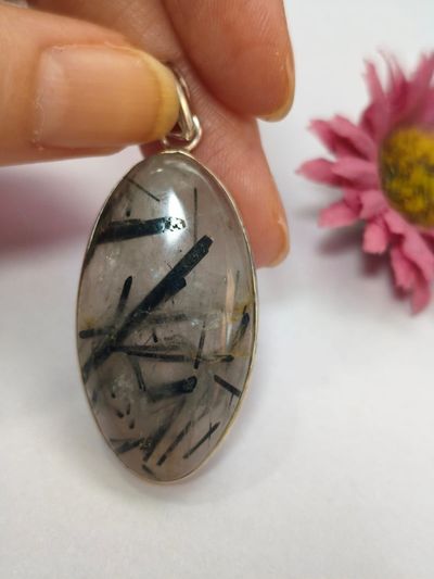 Colgante plata de LEY 925 - CUARZO TURMALINA-