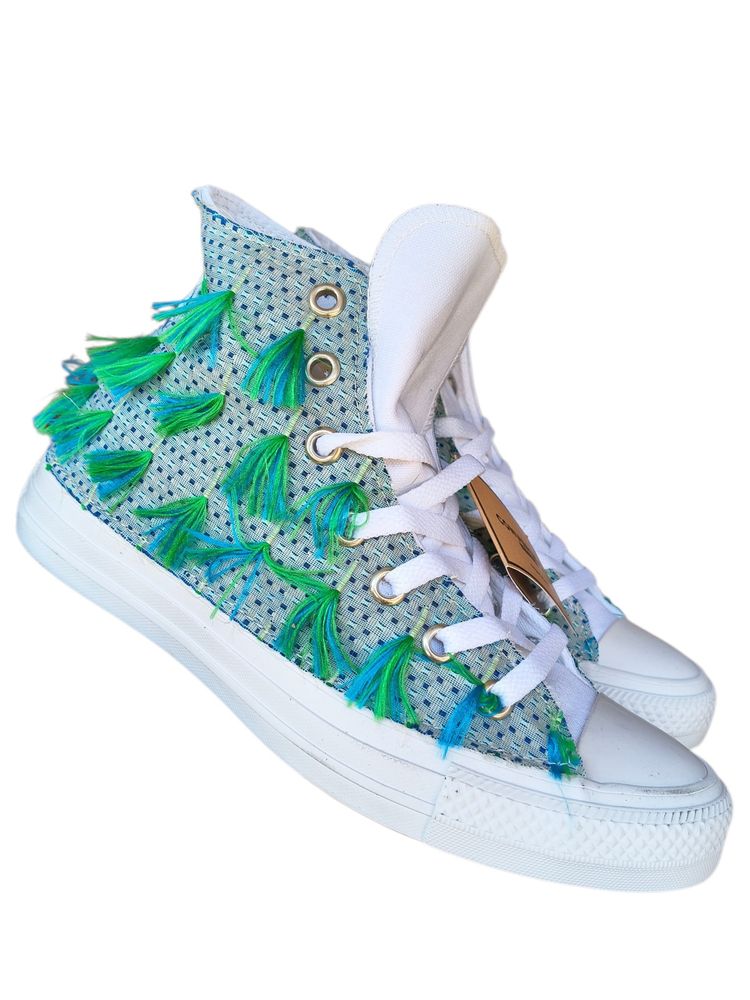 Converse High-Top Sneakers With Green Tassels taglia 39