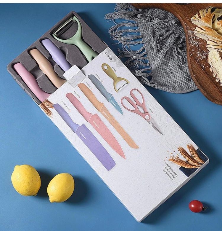 Set Pastel Kitchen Knife Set With Peeler And Scissors product image
