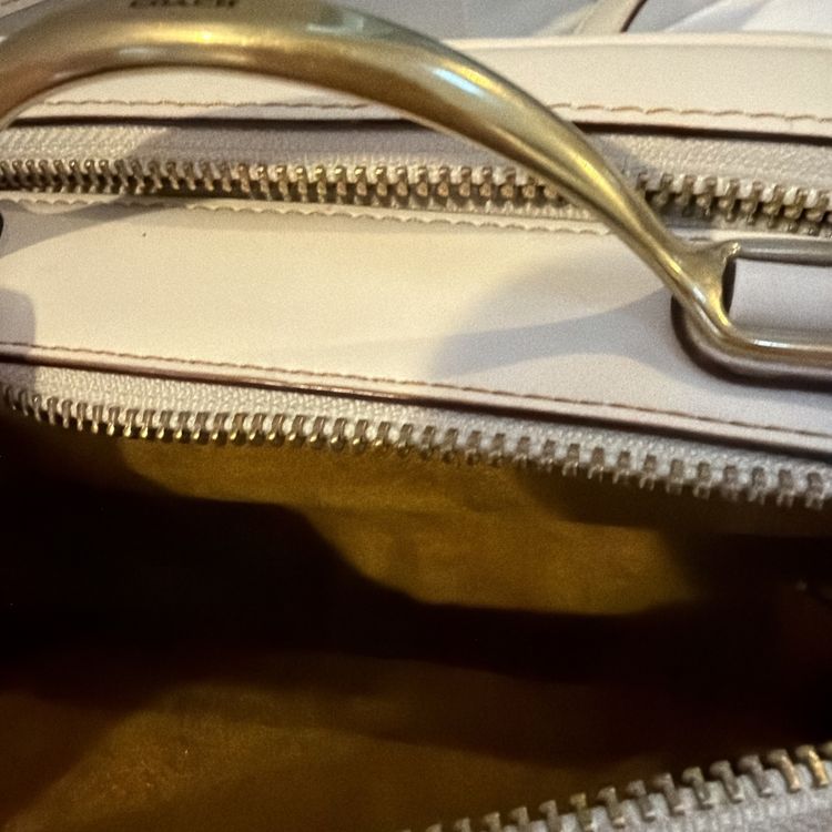 Coach Riley Lunchbox Bag Chalk Brass Glovetanned Leather New Rare!! image 6