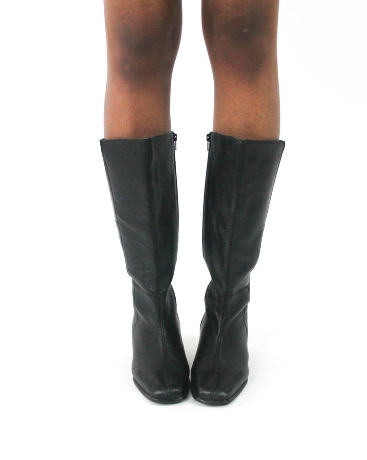 ⭐️office siren | uk 6 black knee-high block-heel boots image 1