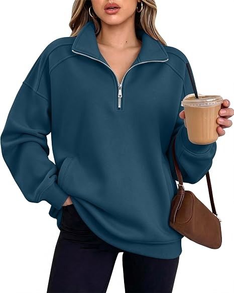 Blue Quarter-Zip Sweatshirt imagen 3