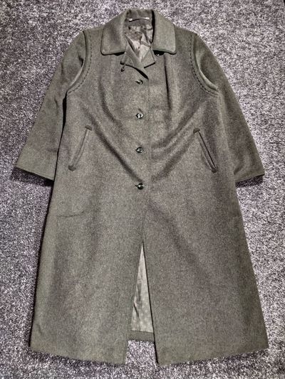 Vintage Long Loden Coat – Pure Virgin Wool – Size 46