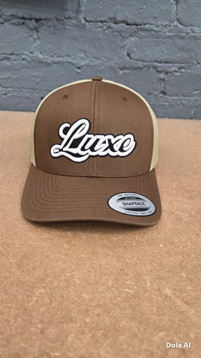 Brown And Beige Snapback Cap With Luxe Embroidery