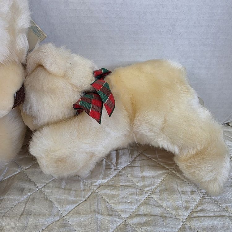Plush Teddy Bears With Red And Green Plaid Bows image 4