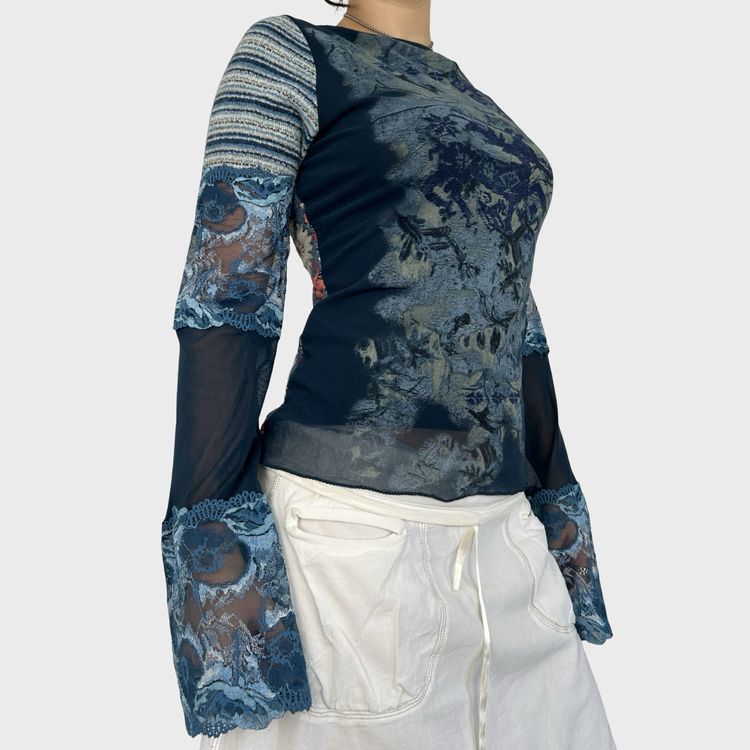 Save The Queen Save The Queen Graphic Mesh Long Sleeve Top - M product image