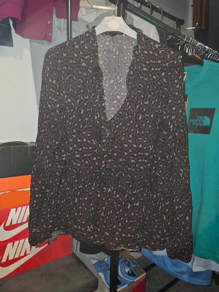 Black And Brown Leopard Print Blouse