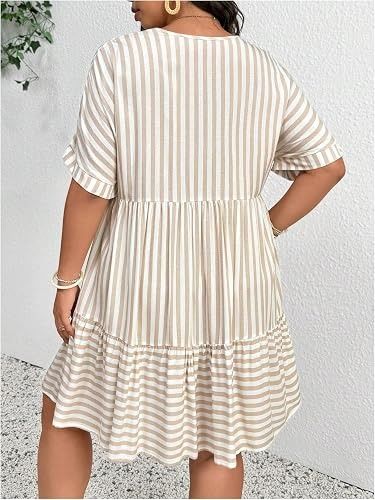 Immagine di Striped V-Neck Short Sleeve Dress 4